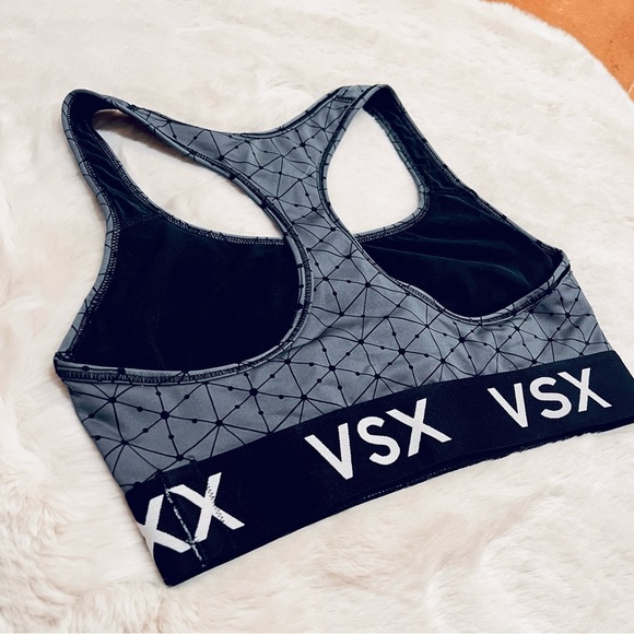 Victoria's Secret Geometric Print VSX Logo Elastic Band Sports Bra Gray Small - Picture 7 of 11